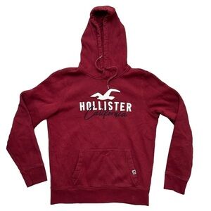 Hollister California Maroon Hoodie Men's Medium Kangaroo Pocket EUC